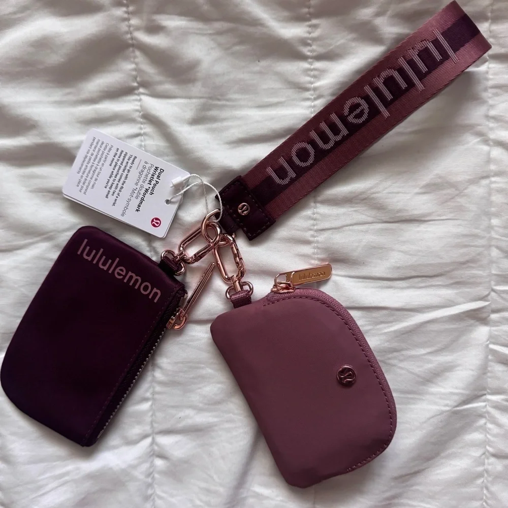 31 🆕✨ Lululemon Dual Pouch Wristlet Wordmark - Garnet Spiced Chai